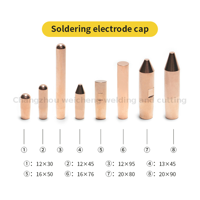 Tamaño personalizado, punto redondo, soldadura por puntos plana, tapa de electrodo, punta, electrodo, Material 12*30mm 12*45mm 12*95mm 